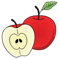 A Half-Cut Apple Vector Illustration on a White Background