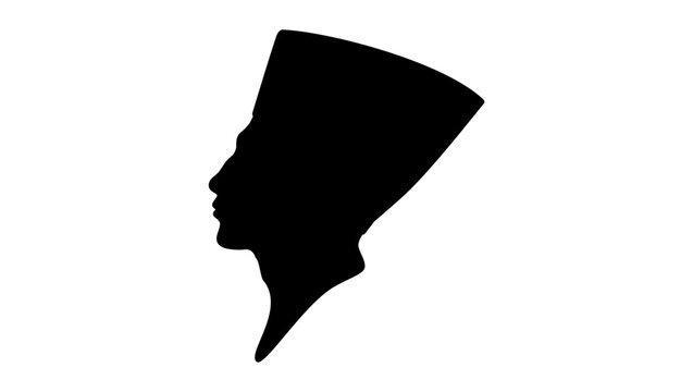 Pharaoh Menes portrait, black isolated silhouette