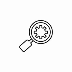 magnifying glass gear icon sign vector