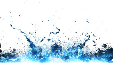 Electric blue energy splash effect graphic element on transparent background