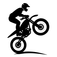 Naklejka premium Motorcyclist in mid air performing stunt on dirt bike with protective gear