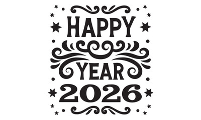 Vibrant Happy New Year 2026 Vector Icons and Graphics Pack