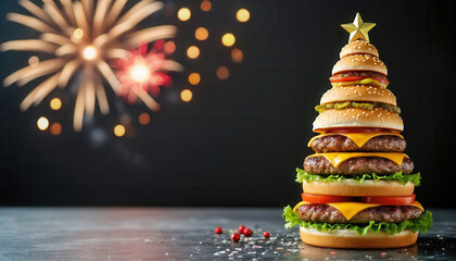 Happy christmas burger tree