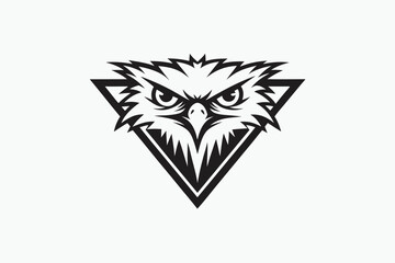Eagle Head in Triangle Shape with Sharp Eyes and Strong Look on White