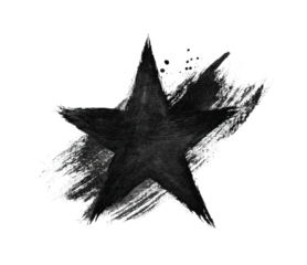 Creative black star digital abstract artistic design isolated on transparent background, png