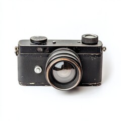 Vintage black camera, front view