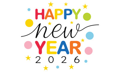 Vibrant Happy New Year 2026 Vector Icons and Graphics Pack