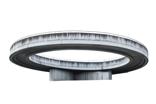 Elevated circular concrete architecture structure design element on transparent background - Powered by Adobe