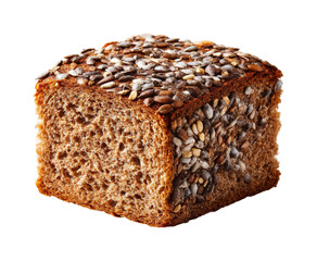 Freshly baked whole grain bread with sesame seeds rustic bakery food isolated on transparent background, png