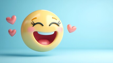 Fototapeta premium Happy Emoji with Hearts