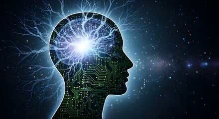 Artificial Intelligence Abstract Head Illustration