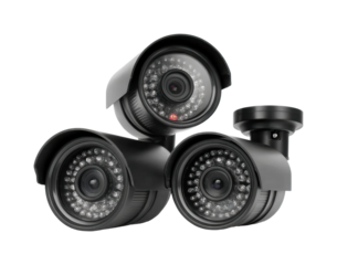 Enhancing urban security a showcase of advanced surveillance cameras isolated on transparent background, png