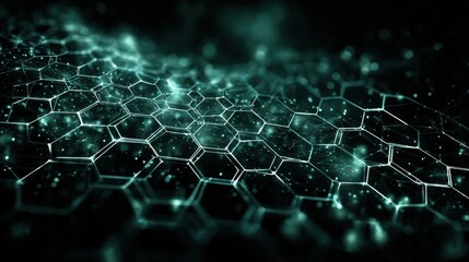 Obraz premium Abstract Futuristic Technology Background with Hexagonal Grid Structure and Glowing Particles for Science and Innovation