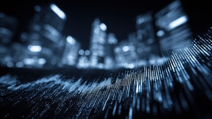 Abstract Cityscape Background with Data Visualization, Futuristic Urban Technology Concept for Business and Financial Applications