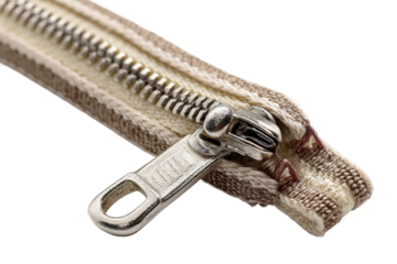 Zipper mechanism textile detail modern design isolated on transparent background, png