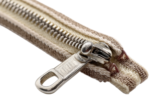 Zipper mechanism textile detail modern design isolated on transparent background, png