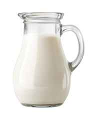 Pouring fresh milk from glass jug kitchen counter beverage isolated on transparent background, png