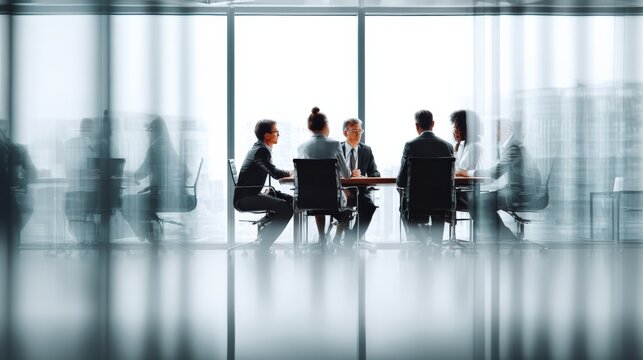 Corporate Business Meeting in Modern Office with City View: Teamwork, Strategy and Collaboration - Powered by Adobe