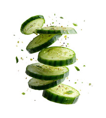 Crisp cucumber slices kitchen food freshness isolated on transparent background, png