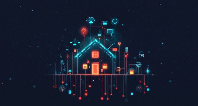 AI-powered smart home technology in futuristic digital illustration