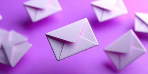 Stylized Graphic of Envelope Icons on a Lavender Background for Communication and Marketing Purposes