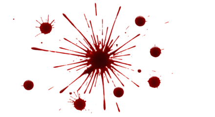 Red blood splash drop on white