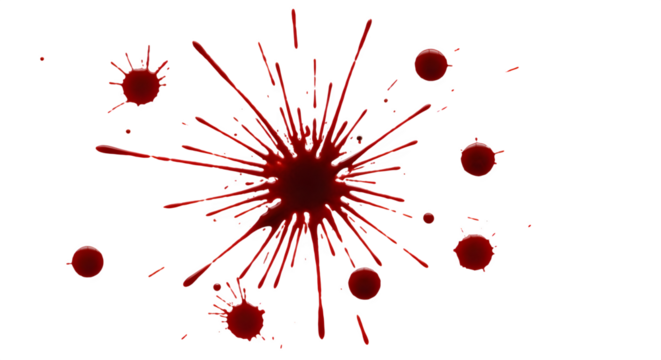 Red blood splash drop on white