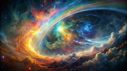 Fototapeta premium Colorful Cosmic Nebula with Rainbow Effect