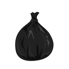 Black garbage bag tied with string, suggesting waste disposal and environmental concerns