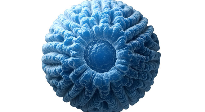 Close up of blue biological cell with textured surface - Powered by Adobe