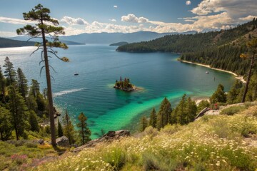 Obraz premium Scenic Mountain Lake Landscape