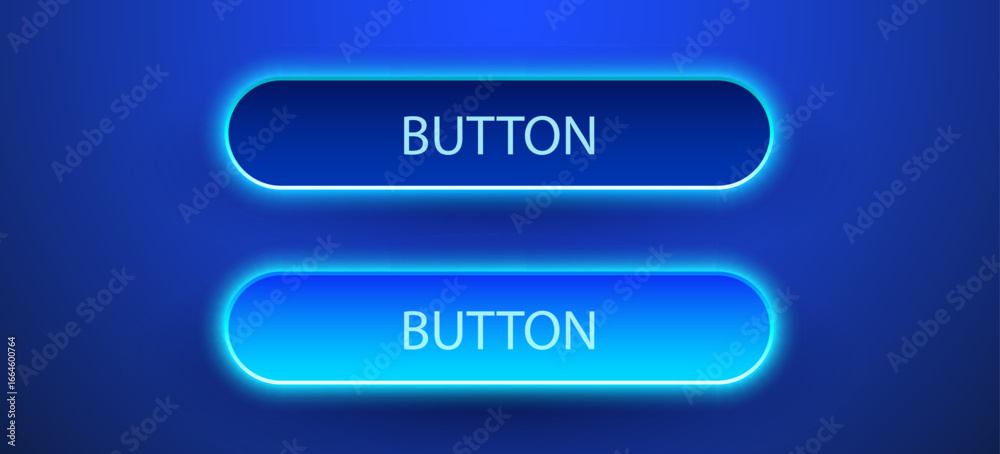 Wall mural rectangle isolated neon button set. design for empty emblem vector shiny button