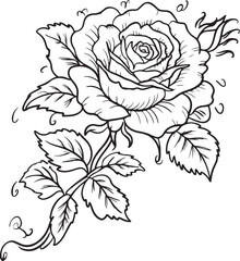 engraving vintage Rose vector art illustration, old vintage Flower design, Hand drawn sketch Rose flower