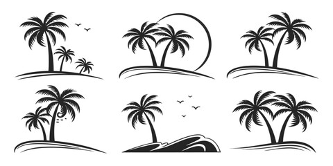 Obraz premium Tropical Palm Trees Silhouette Collection