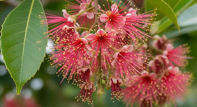 Vibrant Pink Bottlebrush Flowers in Bloom.