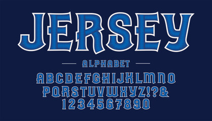 Editable typeface vector. Jersey sport font in american style for football, baseball or basketball logos and t-shirt.

