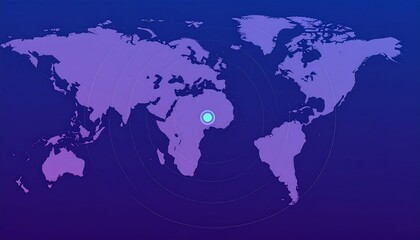 Fototapeta premium World map centered on Africa with concentric circles
