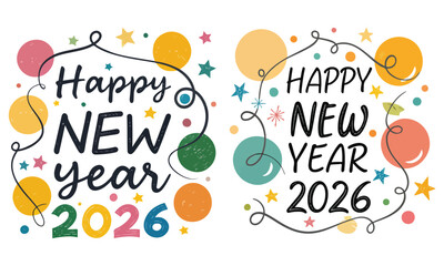Colorful Happy New Year 2026 Graphic Designs