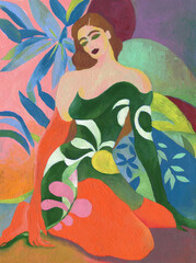 abstract woman portrait. oil painting. illustration