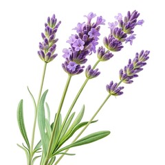 Naklejka premium French Lavender Distinctive Bloom with Fragrant Purple Tufts and Graceful Botanical Elegance Captured in Minimalist Still Life on Pure White Background for Herbal and Aromatherapy Stock Photography