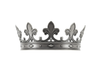 Silver Fleurdelis Crown Regal Monochrome Headwear Illustration isolated on transparent background