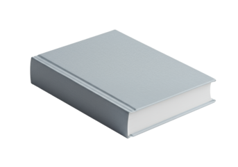 Pristine modern hardcover book with neutral cover and subtly fanned white pages on transparent studio surface, soft high-key lighting, concept of potential and new beginnings