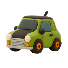 Cute Clay Style Green Mini Car Toy Illustration 3D