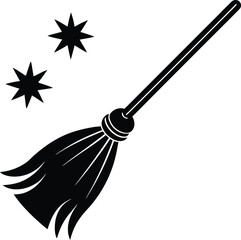 Halloween Broomstick Vector Silhouette Illustration