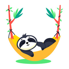 A flat style icon showing napping sloth