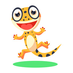 A flat style icon showing giddy gecko