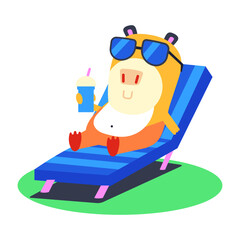 A flat style icon representing chill capybara