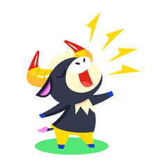 A flat style icon depicting funky tamaraw