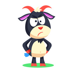 A flat style icon representing grumpy goat
