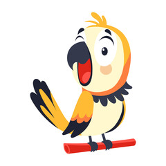A flat style icon showing perky parrot